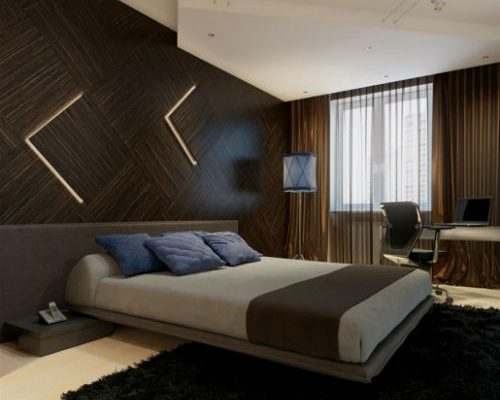 Эффектная коричневая спальня